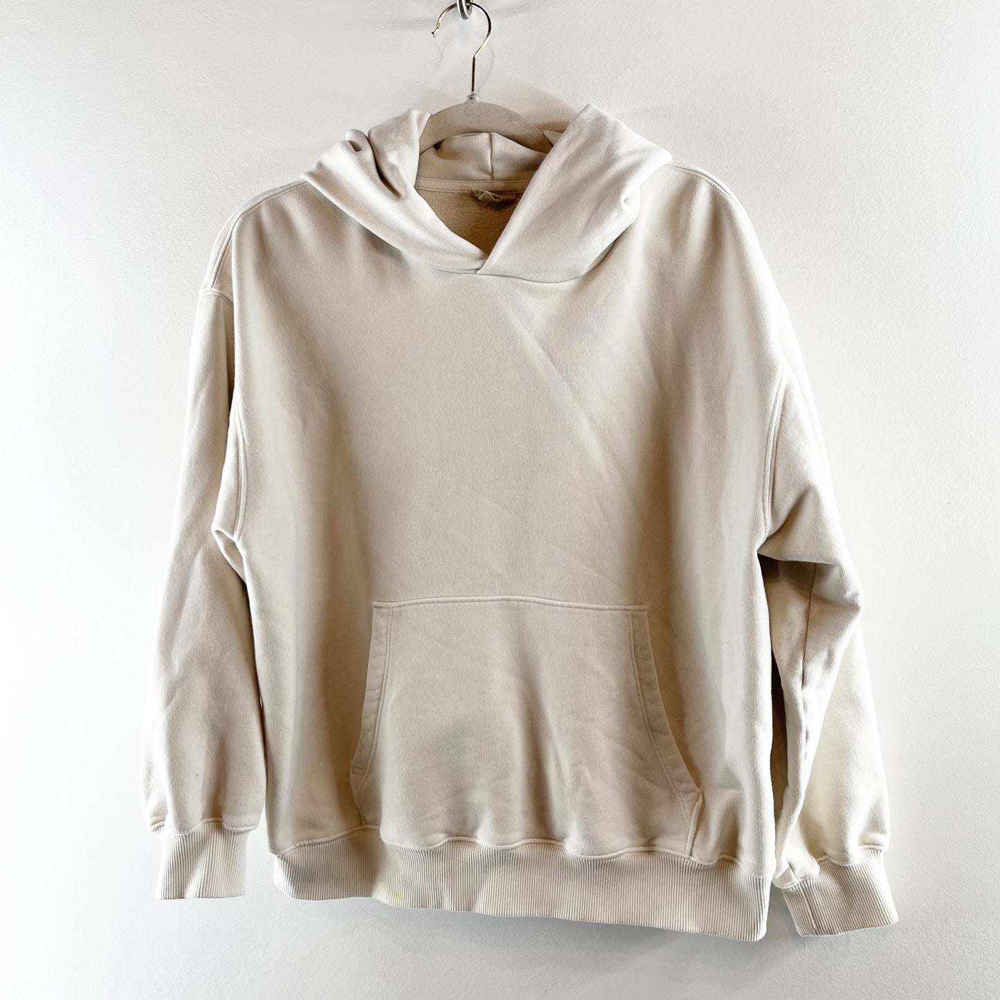 Madewell MWL Midweight Hoodie Pullover Sweatshirt Cream Tan Medium