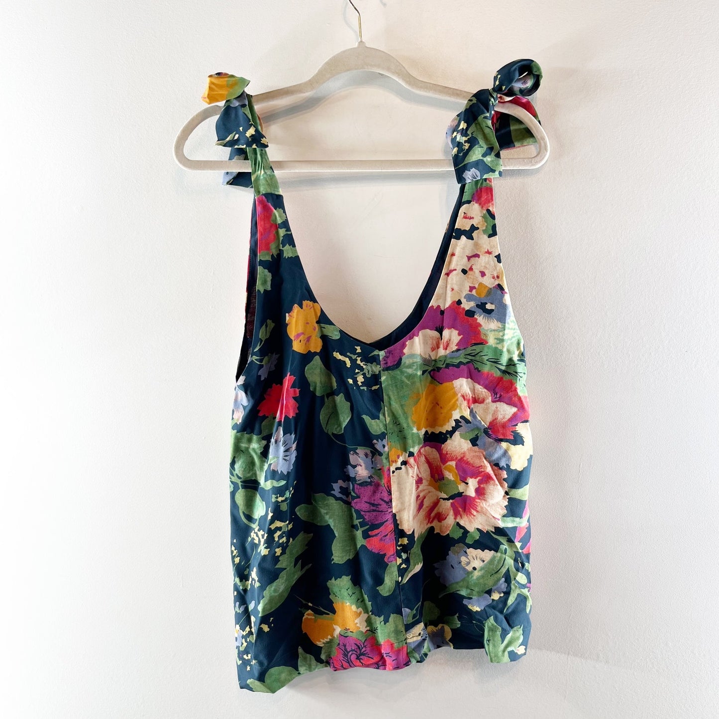 Sézane Lara Sleeveless Tie Shoulder Blouse Top Vibrant Multi-Color Floral 34