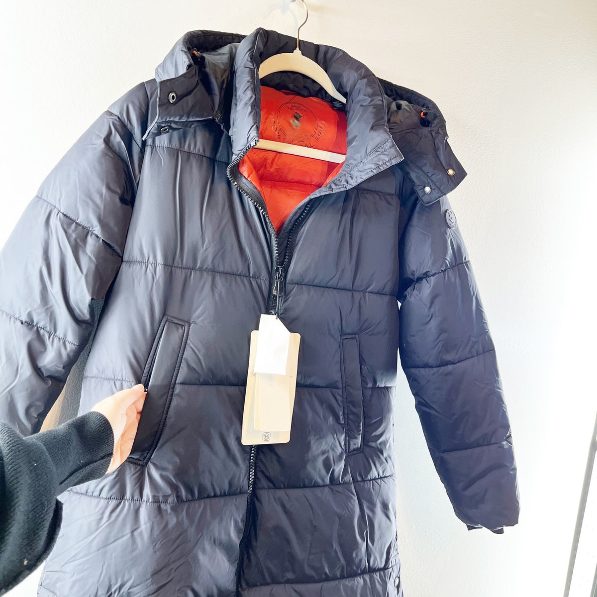 Save The Duck Colette Long Midi Puffer Coat Parka Black XS