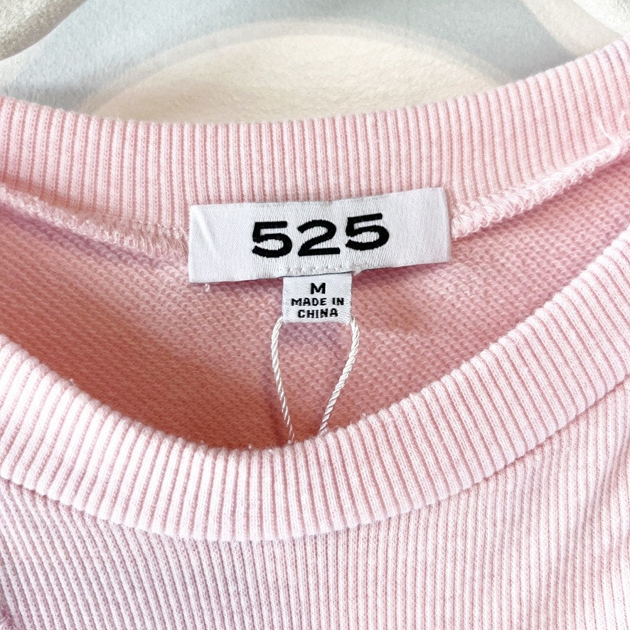 525 Puff Sleeve Crewneck Pullover Sweatshirt Light Pink Medium