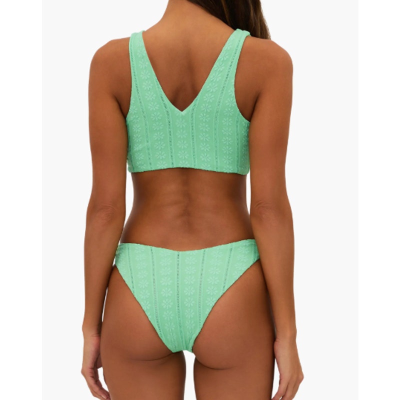 Beach Riot Vanessa Botoms and Dallas Tie Front Top in Sage Bloom Jacquard Green