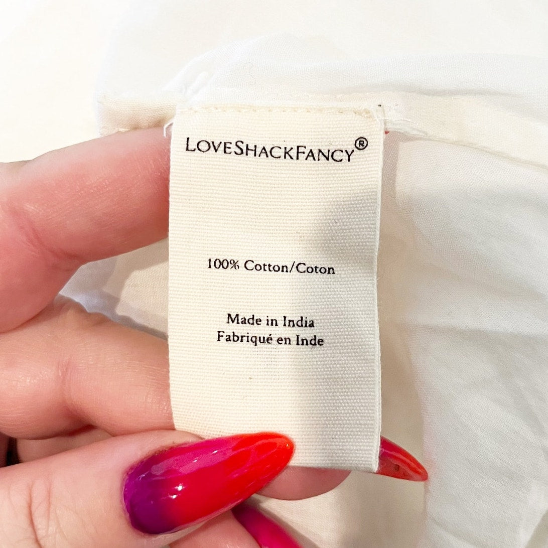 LoveShackFancy Apollo Lace Short Puff Sleeve Cotton Mini Dress White 2