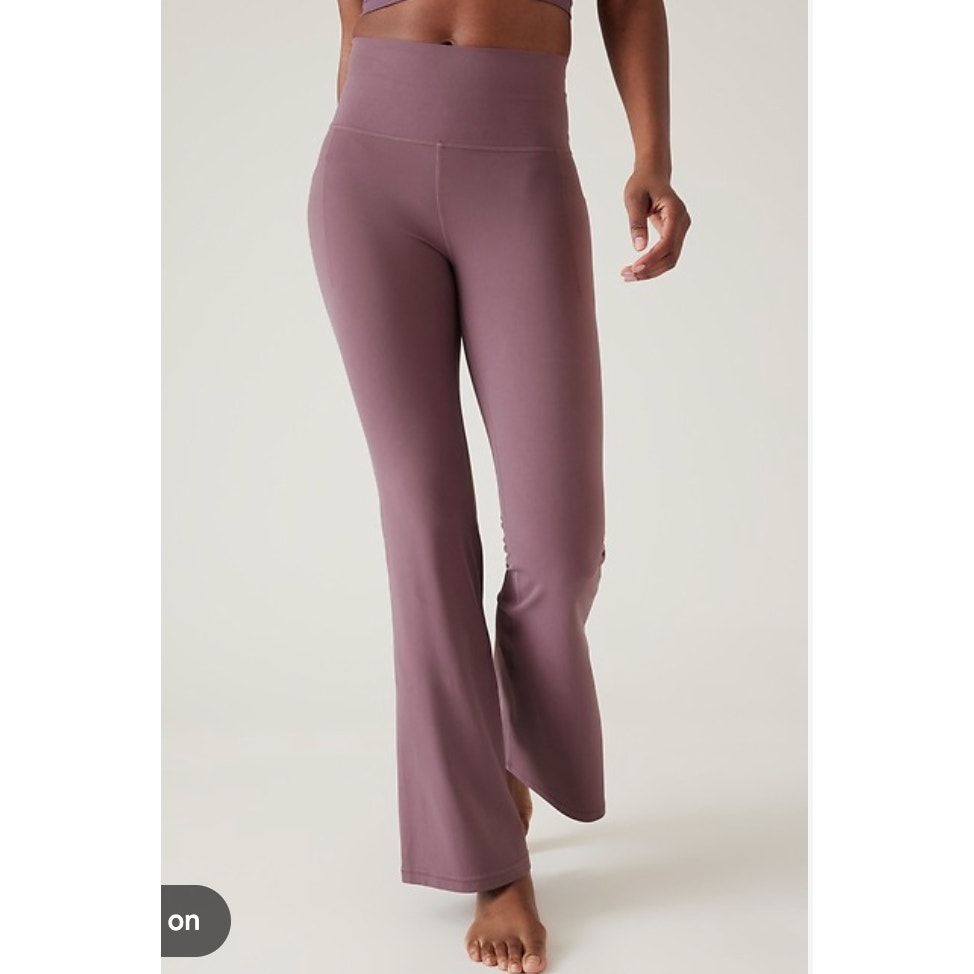 Athleta Salutation Stash Flare Leggings High Rise Damask Mauve Purple Small