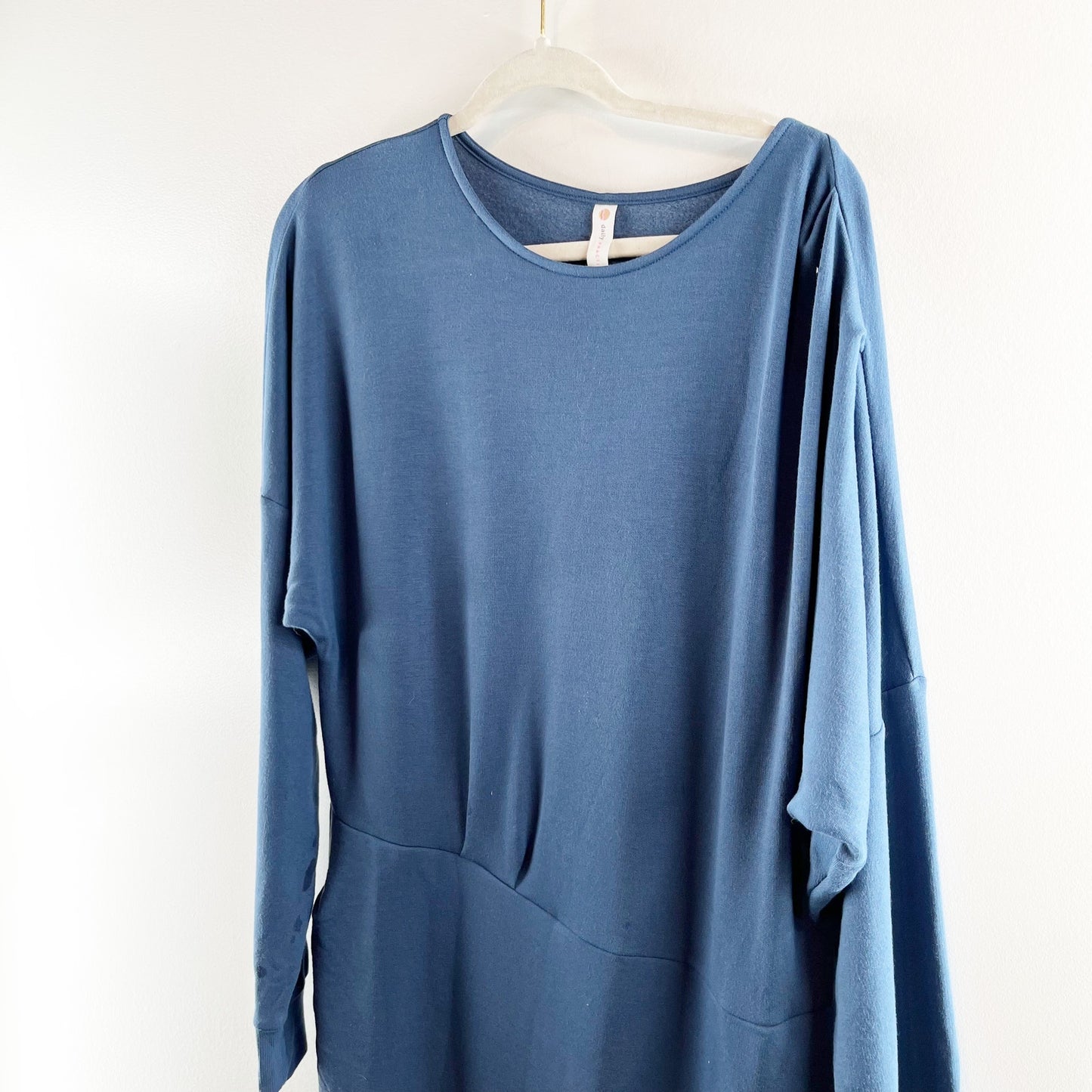 Anthropologie Daily Practice Long Sleeve Off Shoulder Sweatshirt Mini Dress Blue