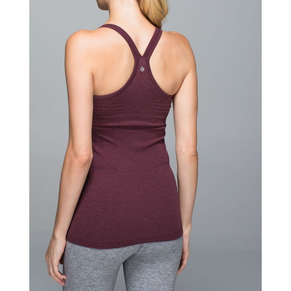 Lululemon Ebb To Street Racerback Ribbed Tank Heathered Bordeaux Drama Maroon 6