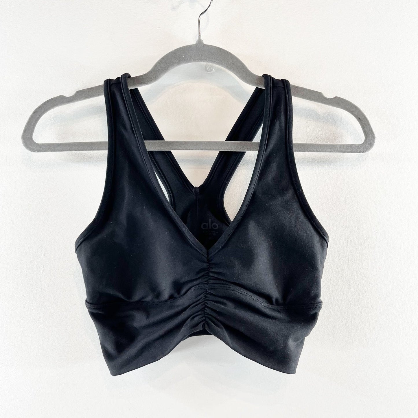 Alo Wild Thing Racerback Ruched Sports Bra Black XS