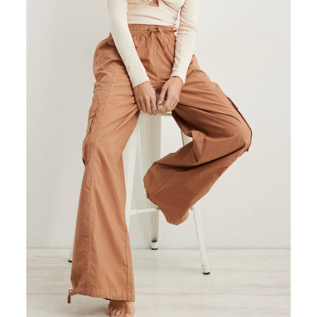 Aerie High Rise Baggy Lightweight Cargo Pants Brown Small