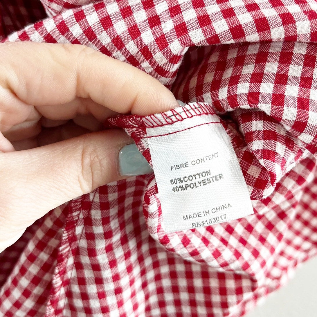 Princess Polly Wescott Short Puff Sleeve Gingham Romper Red White 6