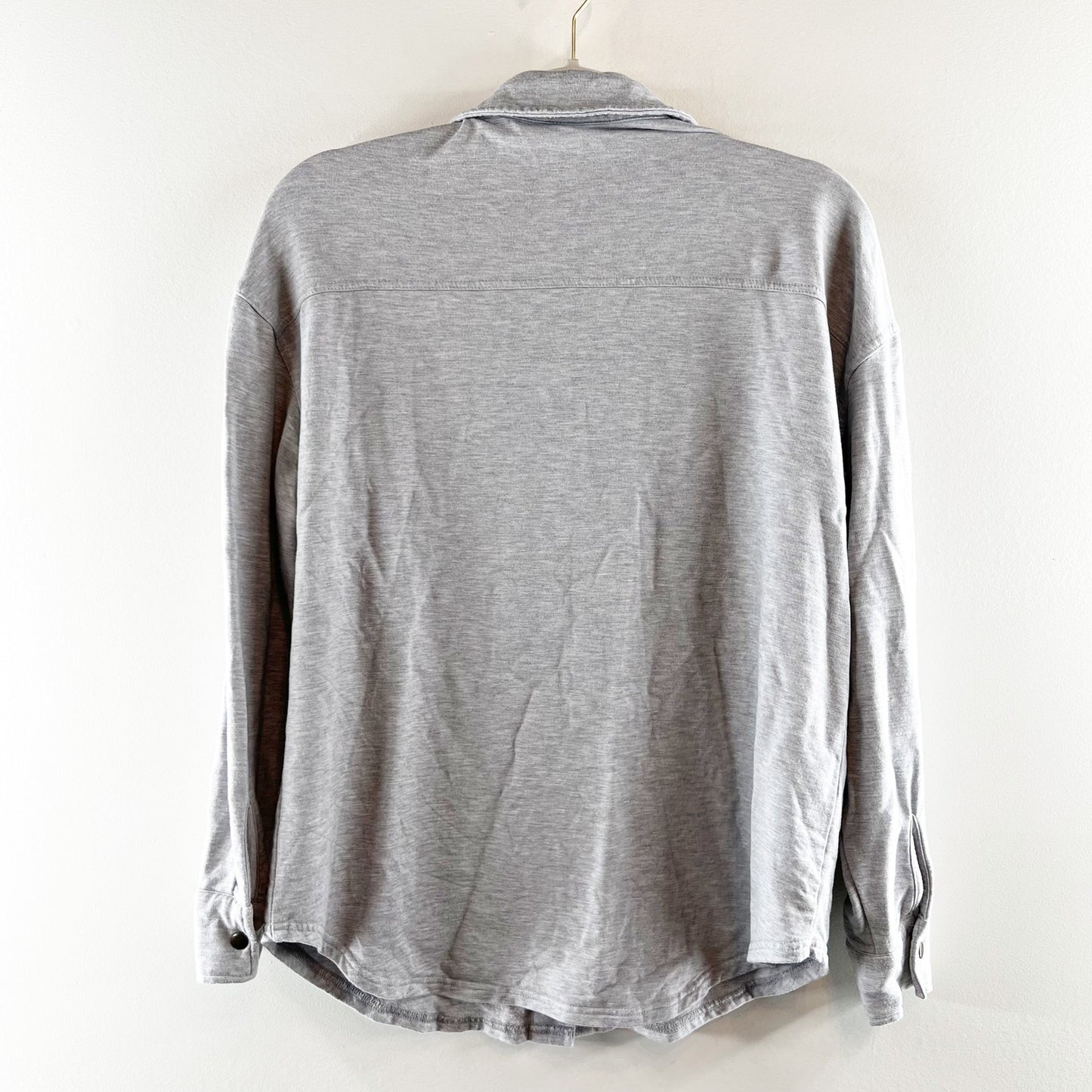 Z Supply WFH Modal Long Sleeve Button Front Shirt Jacket Heather Gray Small