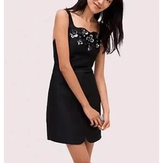 Kate Spade Main Line Embellished A Line Mini Dress Black 16