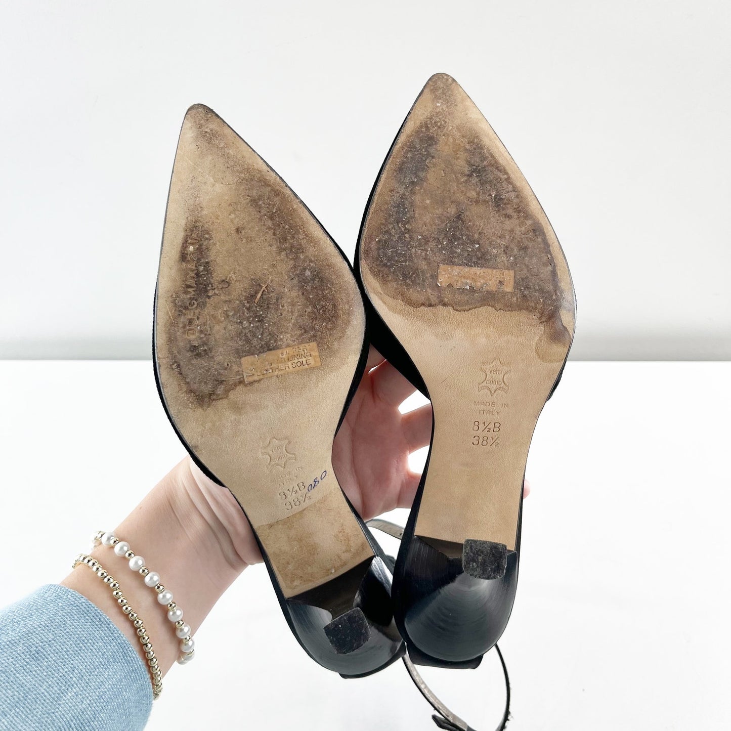 BCBGMaxAzria Suede Ankle Strap Pointed Toe Pump Heels Black 8.5
