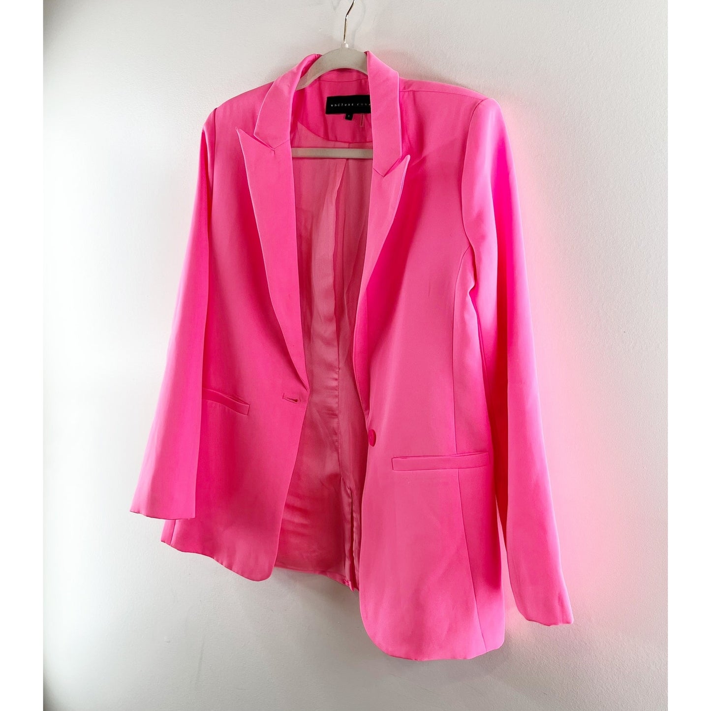 Endless Rose Oversized Single Breasted Boyfriend Blazer Hot Pink Small