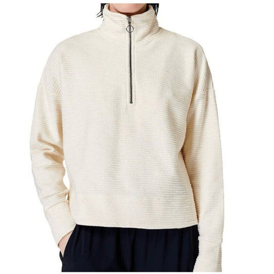 Sweaty Betty Rest Up Half Zip Pullover Cozy Cream Sweater XS