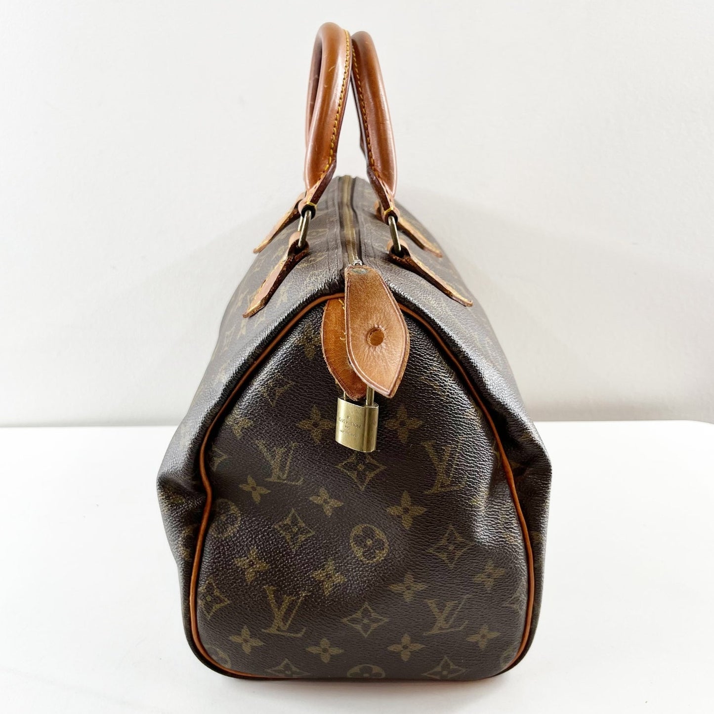 Louis Vuitton Vintage Speedy 30 Top Handle Canvas Monogram LV Bag Purse Brown