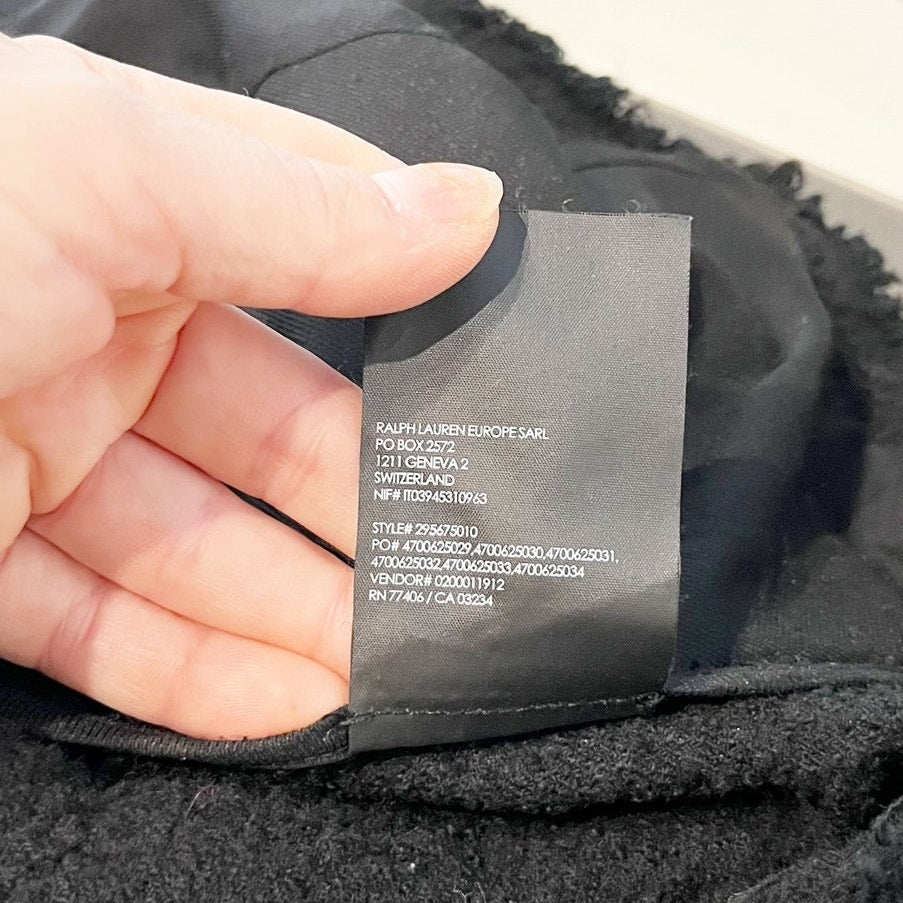 Club Monaco Long Sleeve Collarless Button Front Bouclé Blazer Black 2