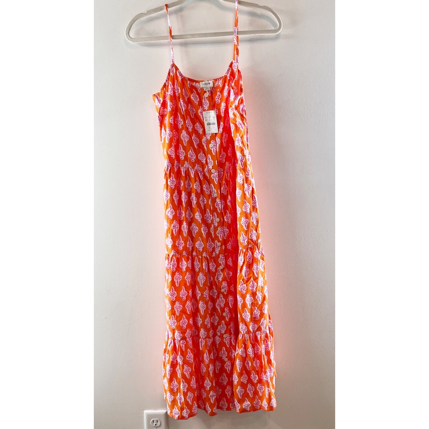 J. Crew Strappy Tiered Printed Maxi Dress Orange 2