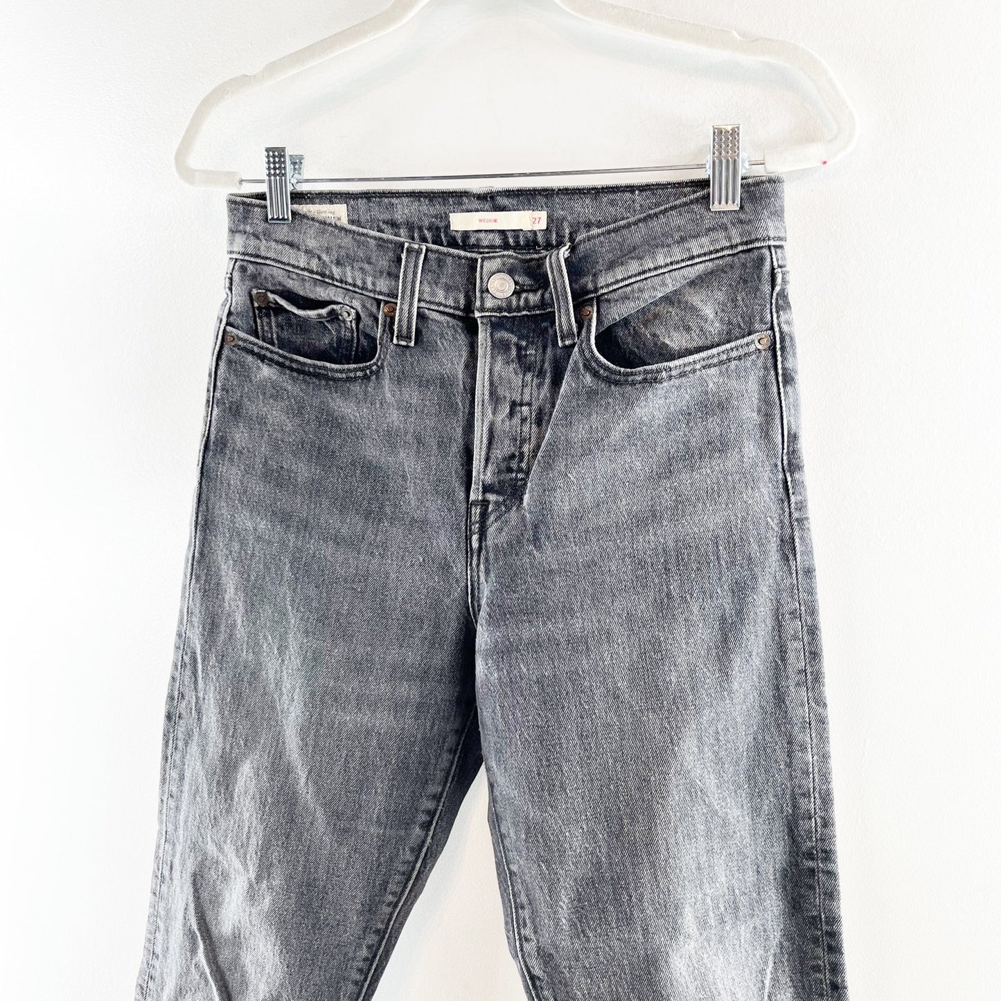 Levi's High Rise Button Fly Wedgie Icon Fit Ankle Straight Leg Jeans Black 27
