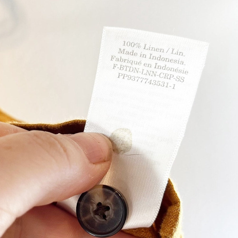 Everlane Linen Button Front Crop Tank Top Tawny Brown 4