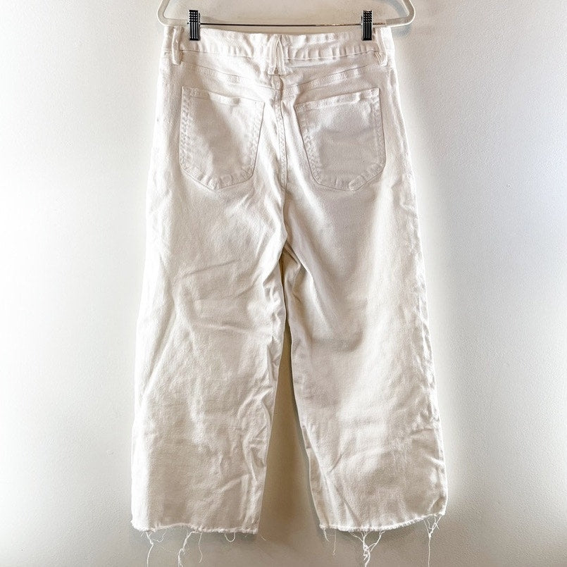 Good American Good Waist Cropped Palazzo High Rise Jeans White 14 / 32