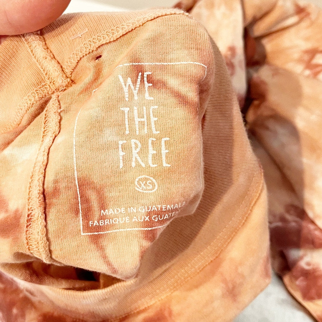 Free People Be Free Long Sleeve Tie Dye Tee Shirt Pink Clay XS