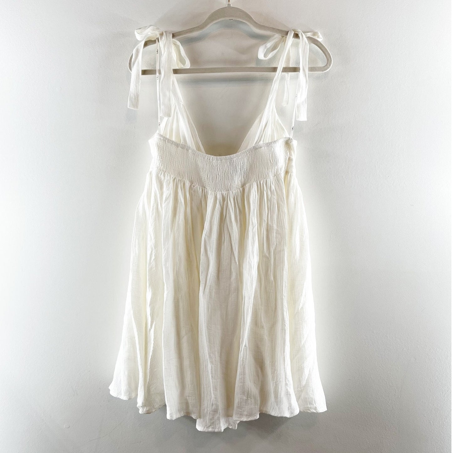 Lulus Delightfully Dainty White Tie-Strap Babydoll Mini Dress White Medium