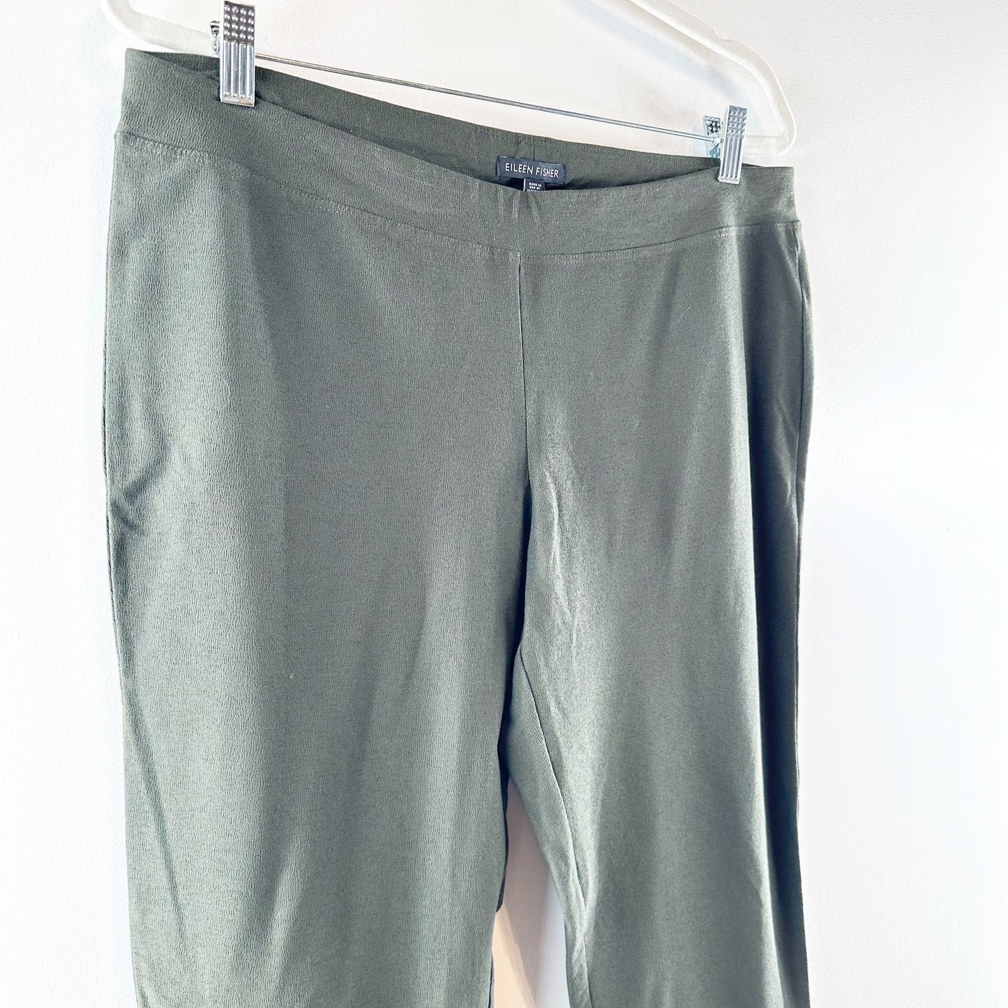 Eileen Fisher Machine Wash Slim Fit Ankle Stretch Crepe Pants Green Large