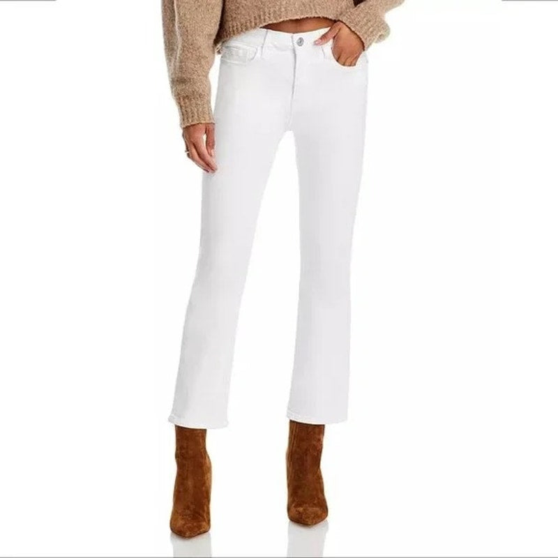 Edwin Cassia Mid Rise Cropped Mini Boot Cut Jeans White 27 / 4