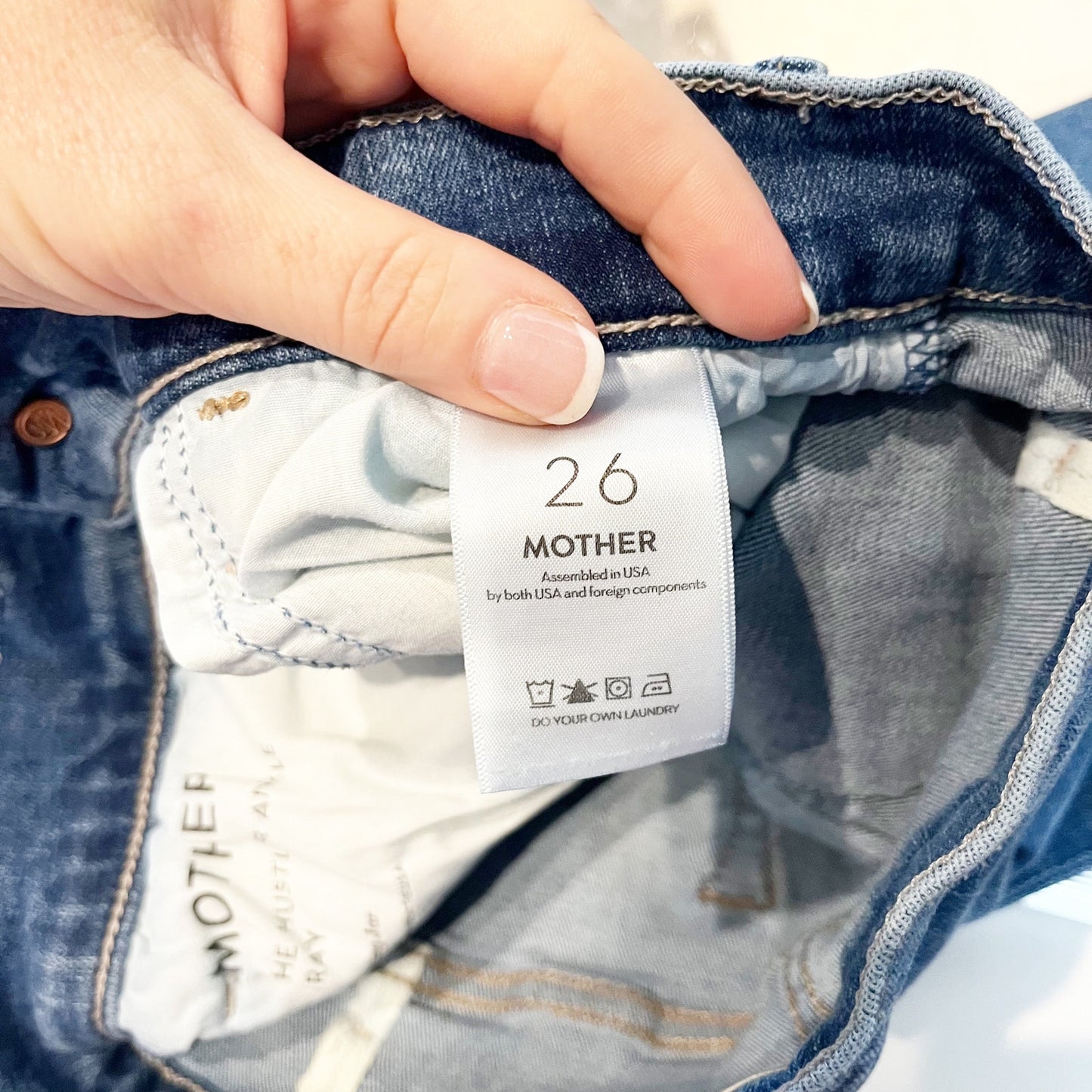 Mother The Hustler Ankle Fray High Rise Jeans Healing Jar Blue 26 / 2