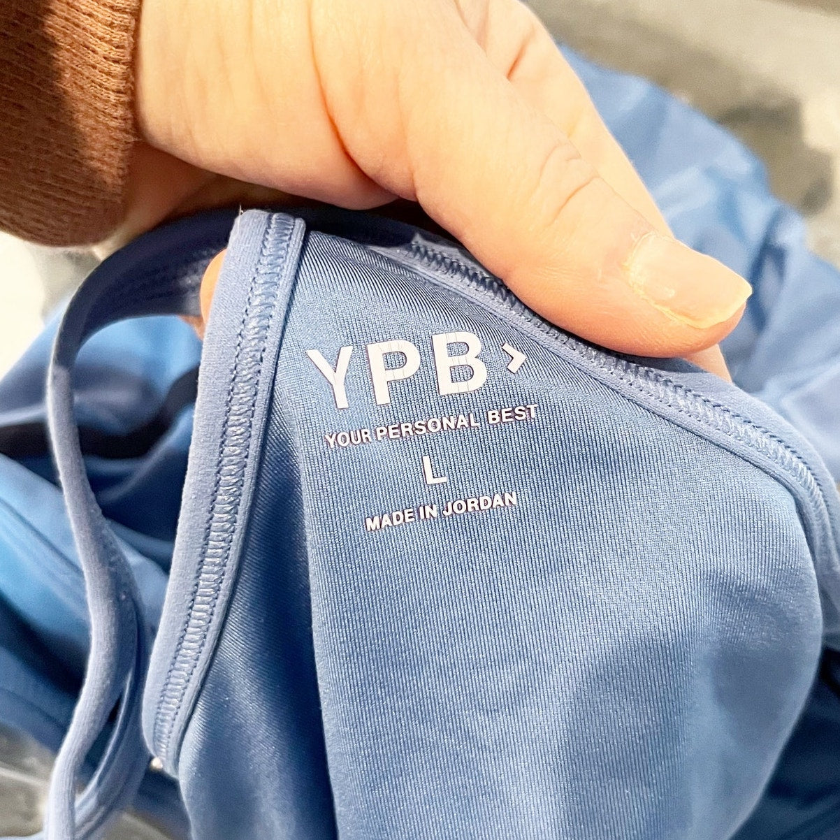 YPB Abercrombie Racerback Cropped Workout Tank Top Blue Large