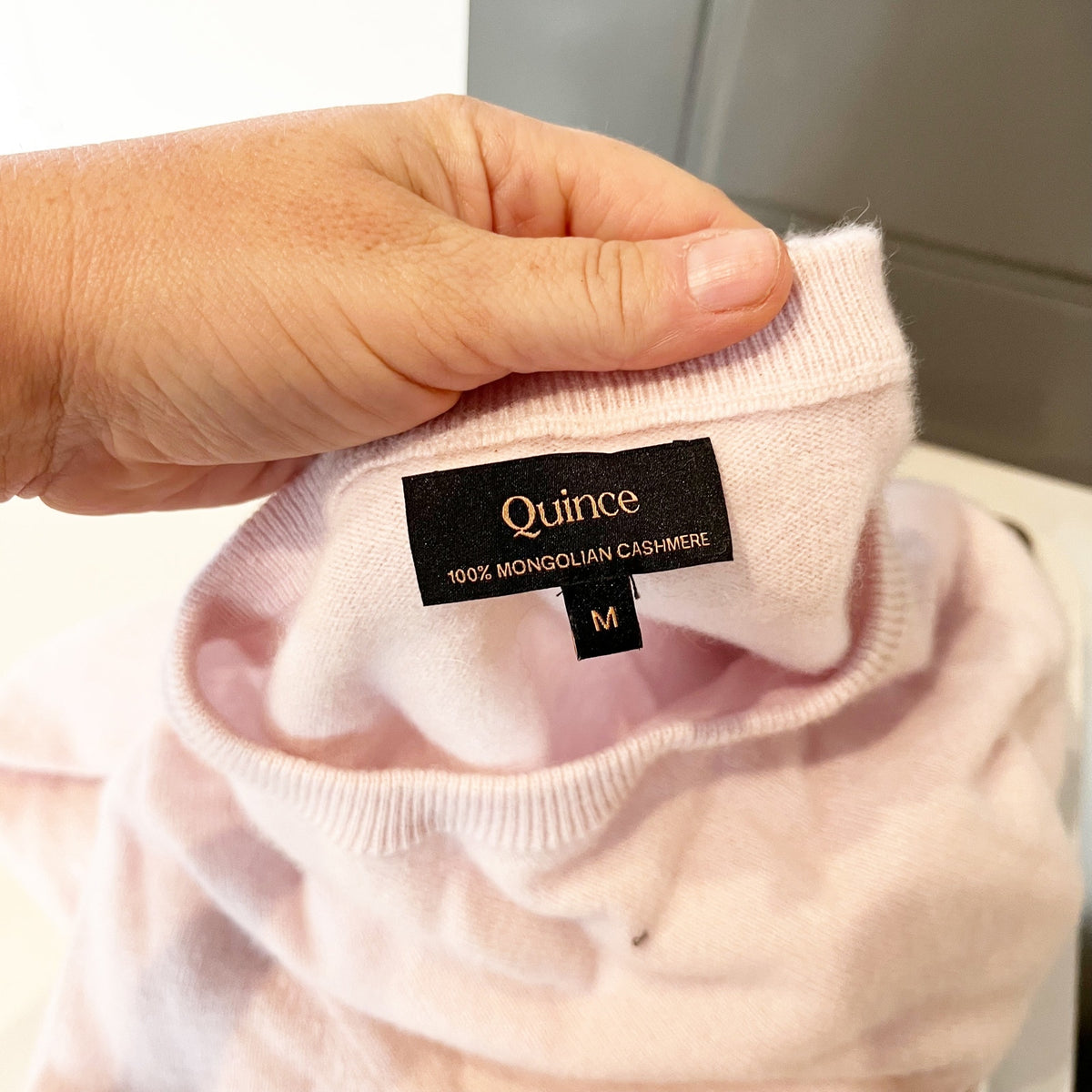 Quince Mongolian Cashmere Crewneck Long Sleeve Sweater Minimal Pink Medium