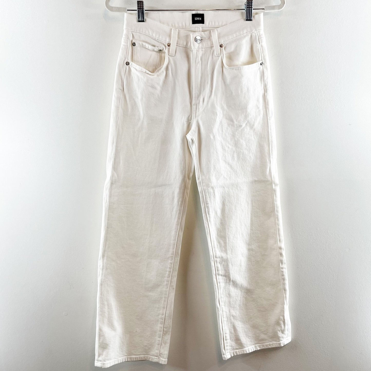 Edwin Marli Ankle High Rise Wide Leg Jeans Eggshell White 25