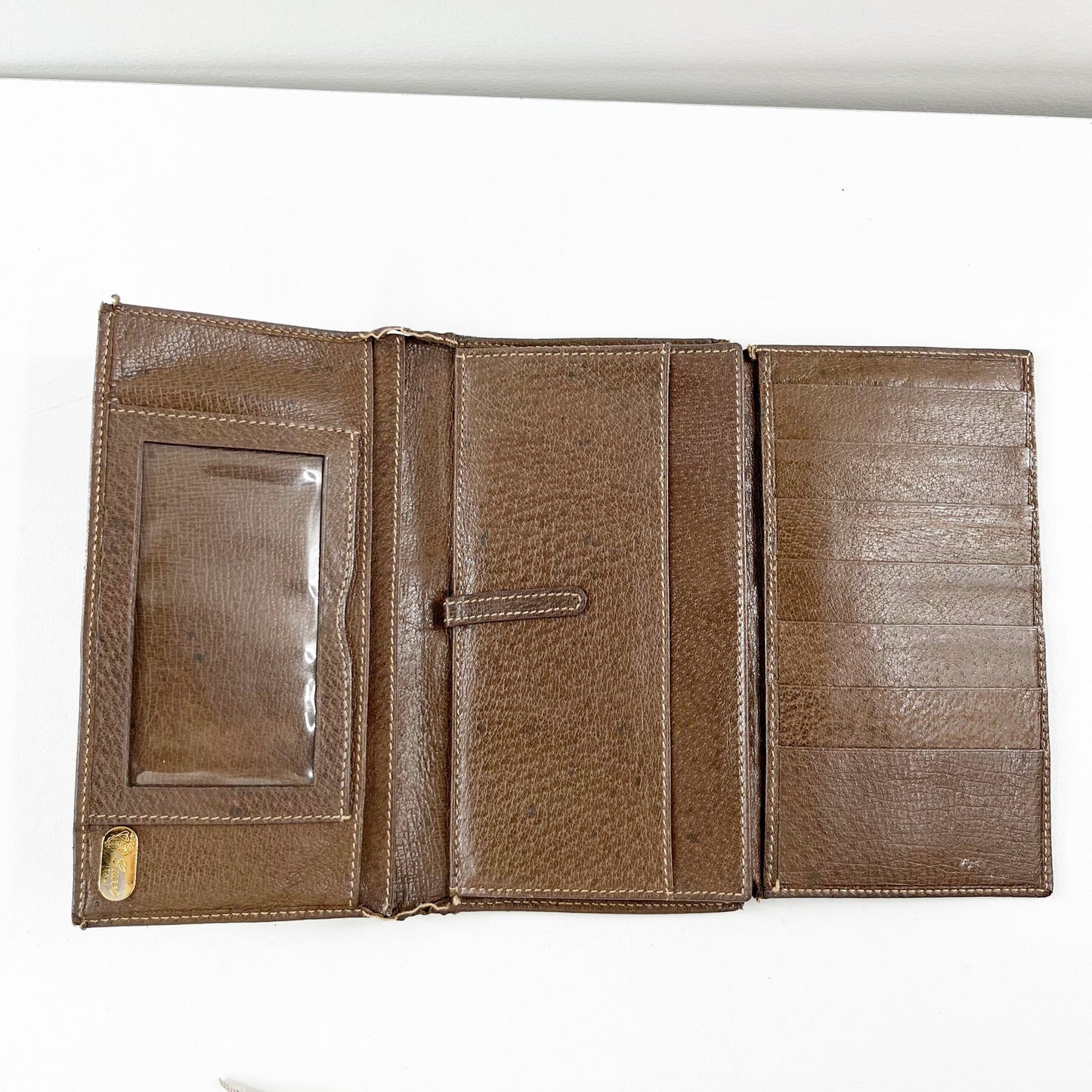 Gucci Vintage GG Supreme Web Long Trifold Wallet French Purse Brown