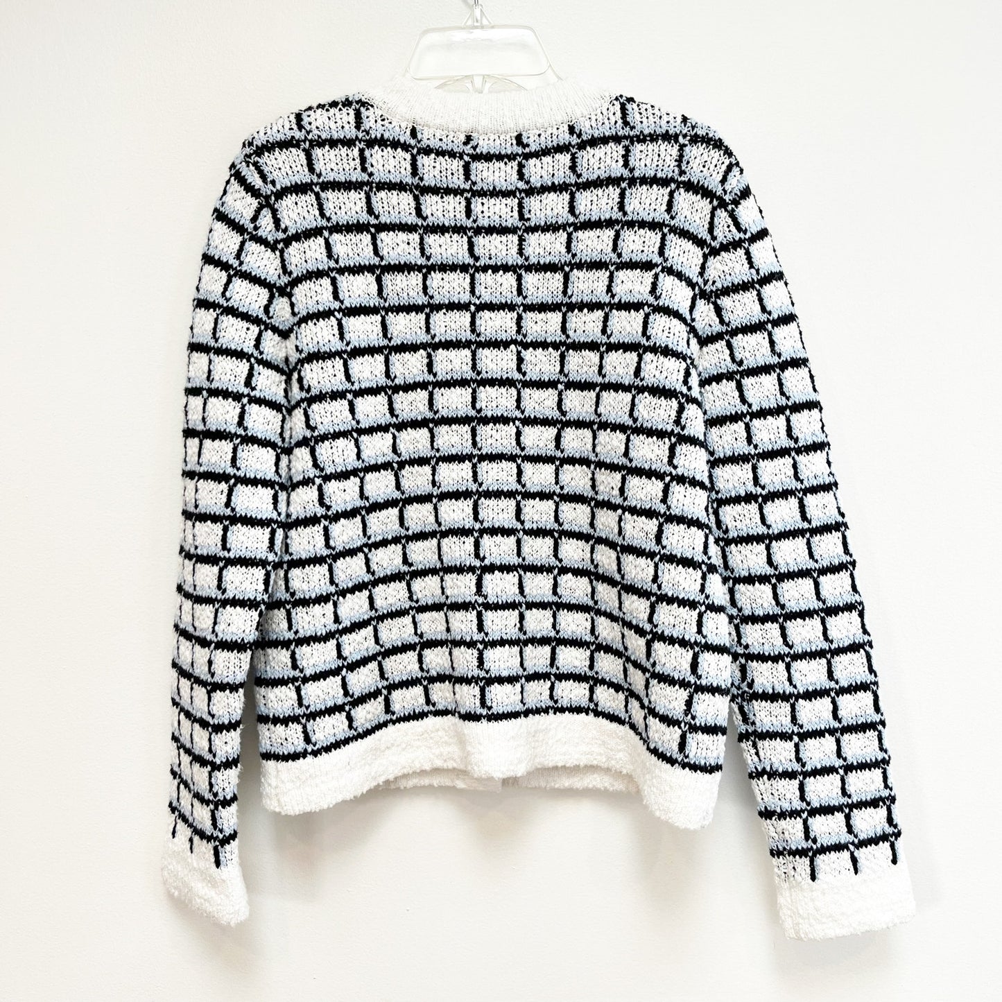 Veronica Beard Lavigne Tweed Knit Sweater Jacket Blue White Small