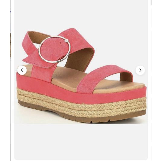 UGG April Espadrille Suede Platform Shoes Sandals Pink 6.5