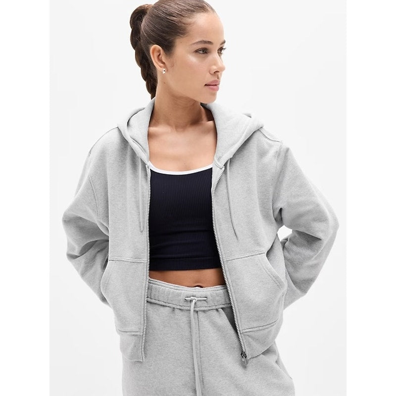 Athleta Forever Fleece Full Zip Hoodie Sweatshirt Gray Medium