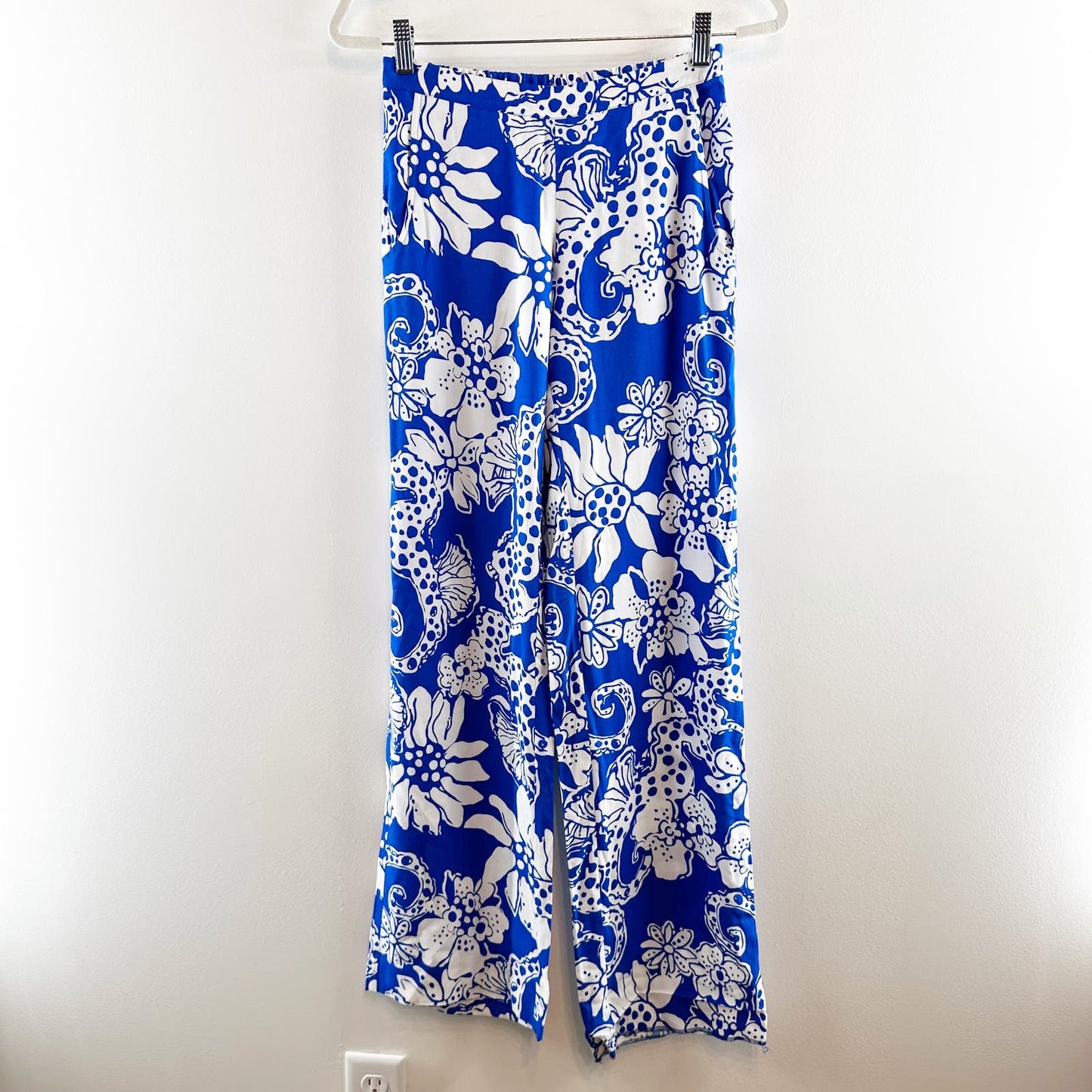 Lilly Pulitzer Cambridge Palazzo Printed Wide Leg Pants Blue XS