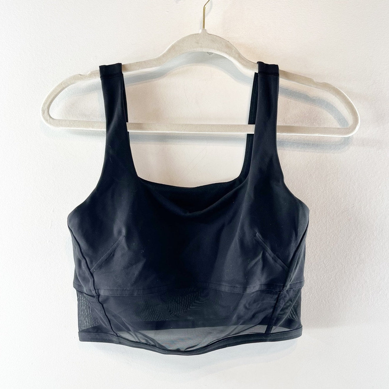 Lululemon Wunder Train Mesh Panel Crop Tank Top Black 6