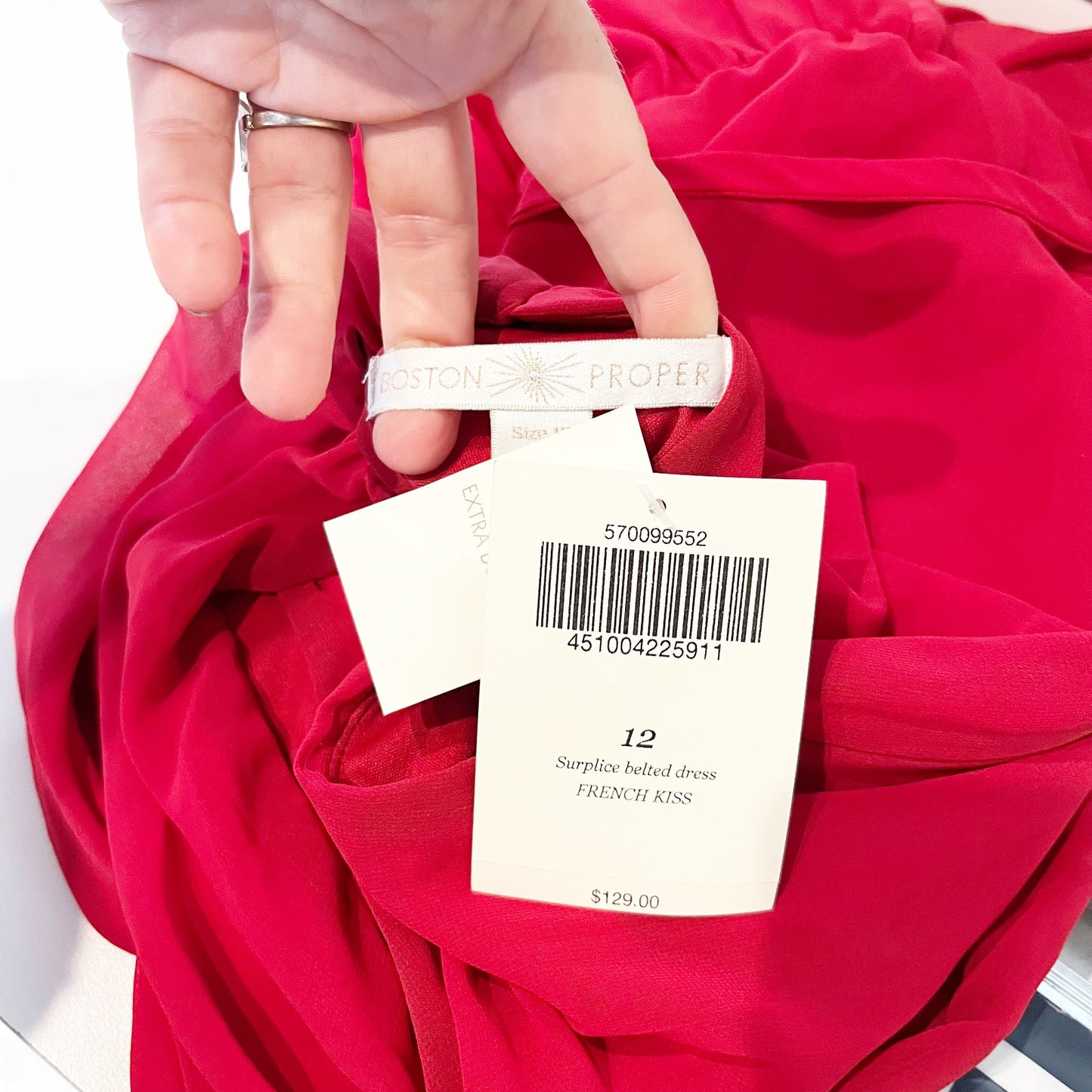 Boston Proper Sleeveless Surplice V-Neck Belted Mini Dress French Kiss Red 12