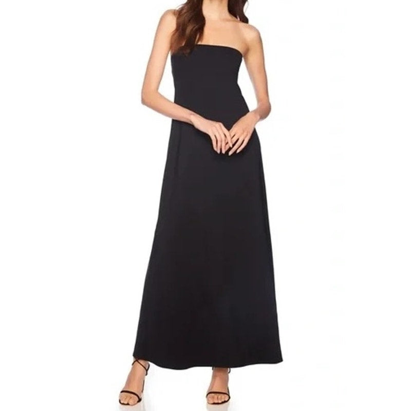 Susana Monaco Strapless Tube Double Lined A Line Maxi Dress Black Large