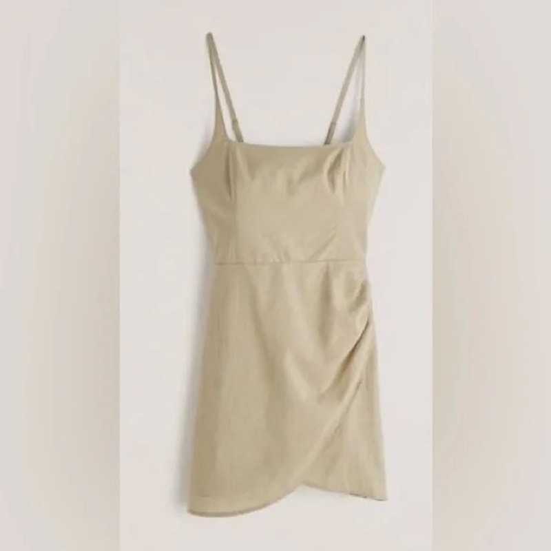 Abercrombie Square Neck Cotton Wrap Mini Slip Dress Green XL