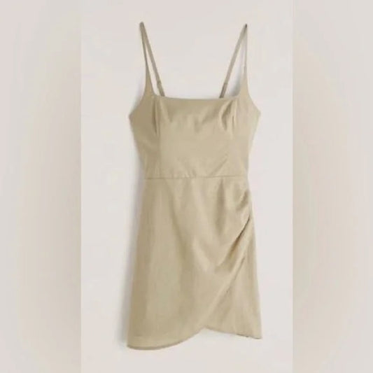 Abercrombie Square Neck Cotton Wrap Mini Slip Dress Green XL