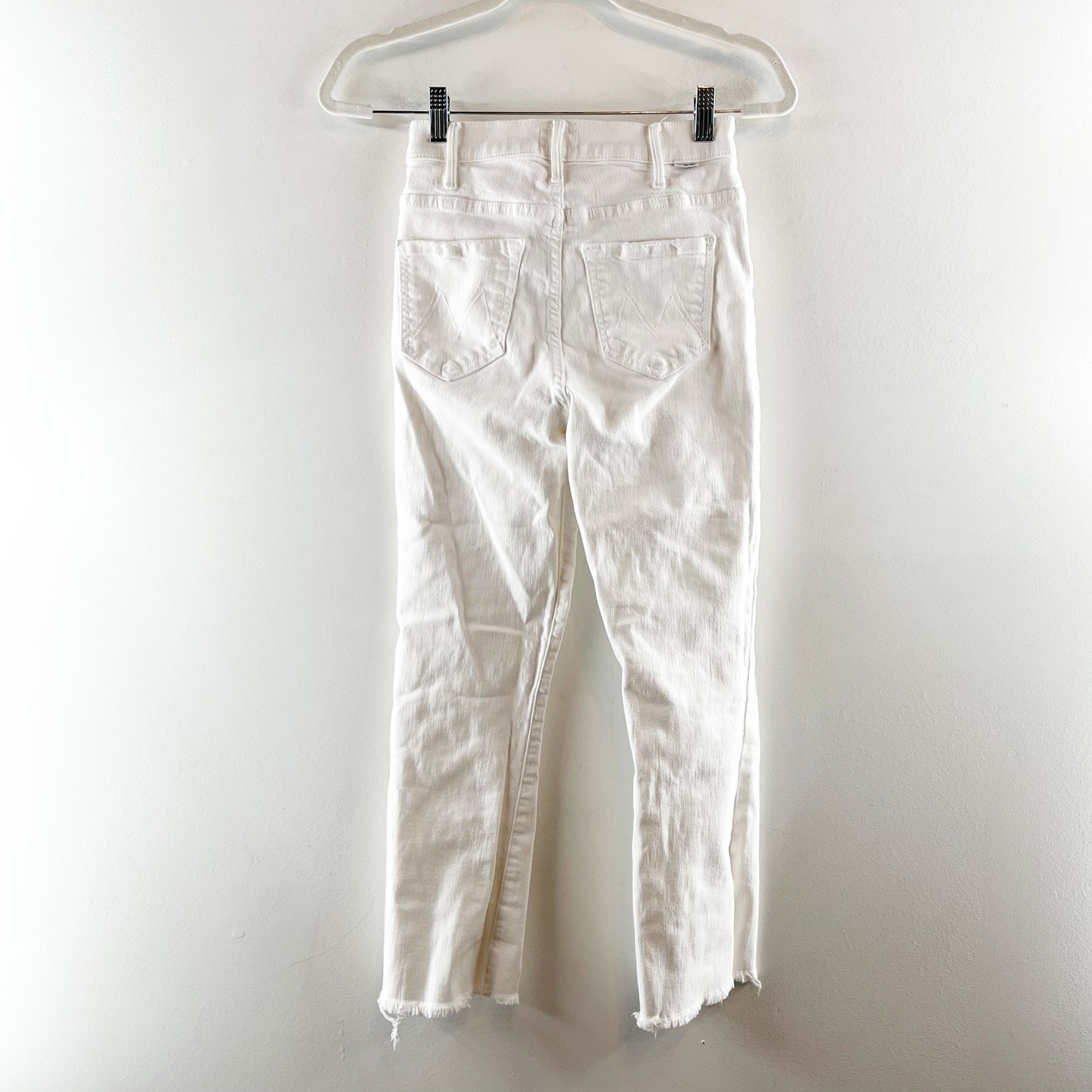 Mother The Hustler High Waisted Ankle Fray Jeans Fairest Of Them All White 24