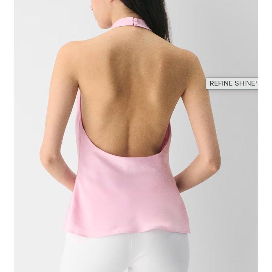 Aritzia Ten Audience High Neck Halter Satin Tank Top Milkshake Pink 4