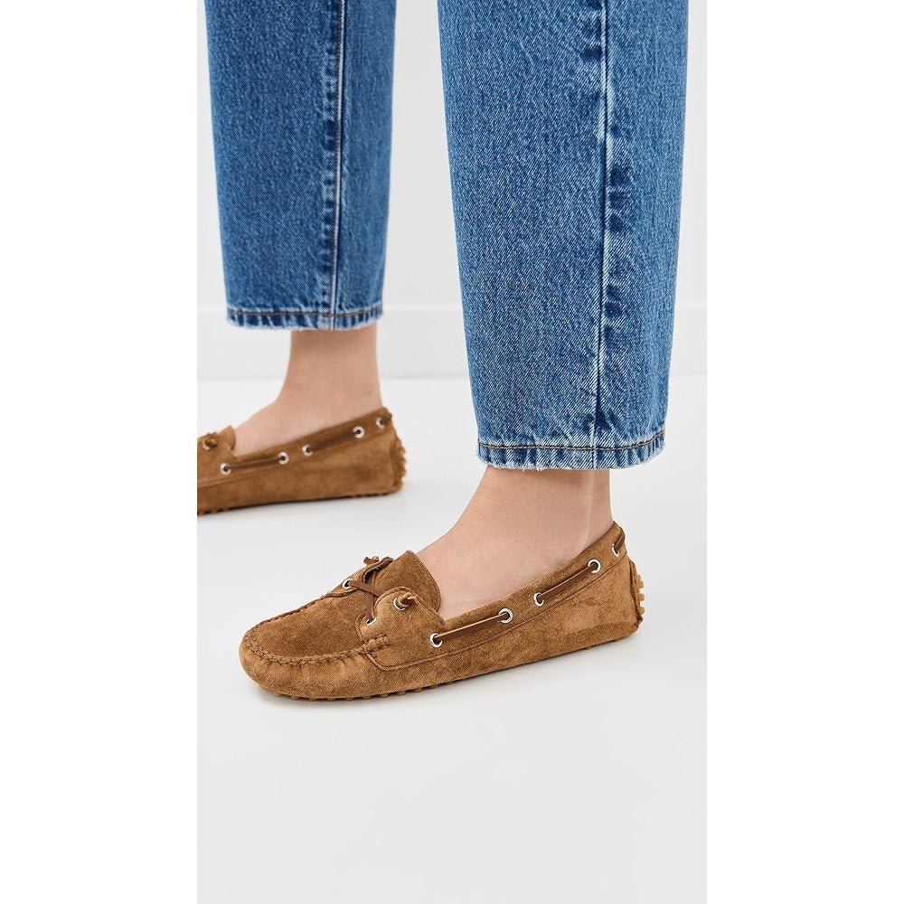 Veronica Beard Jia Suede Leather Slip On Lace Up Flat Boat Shoes Hazelwood 8.5