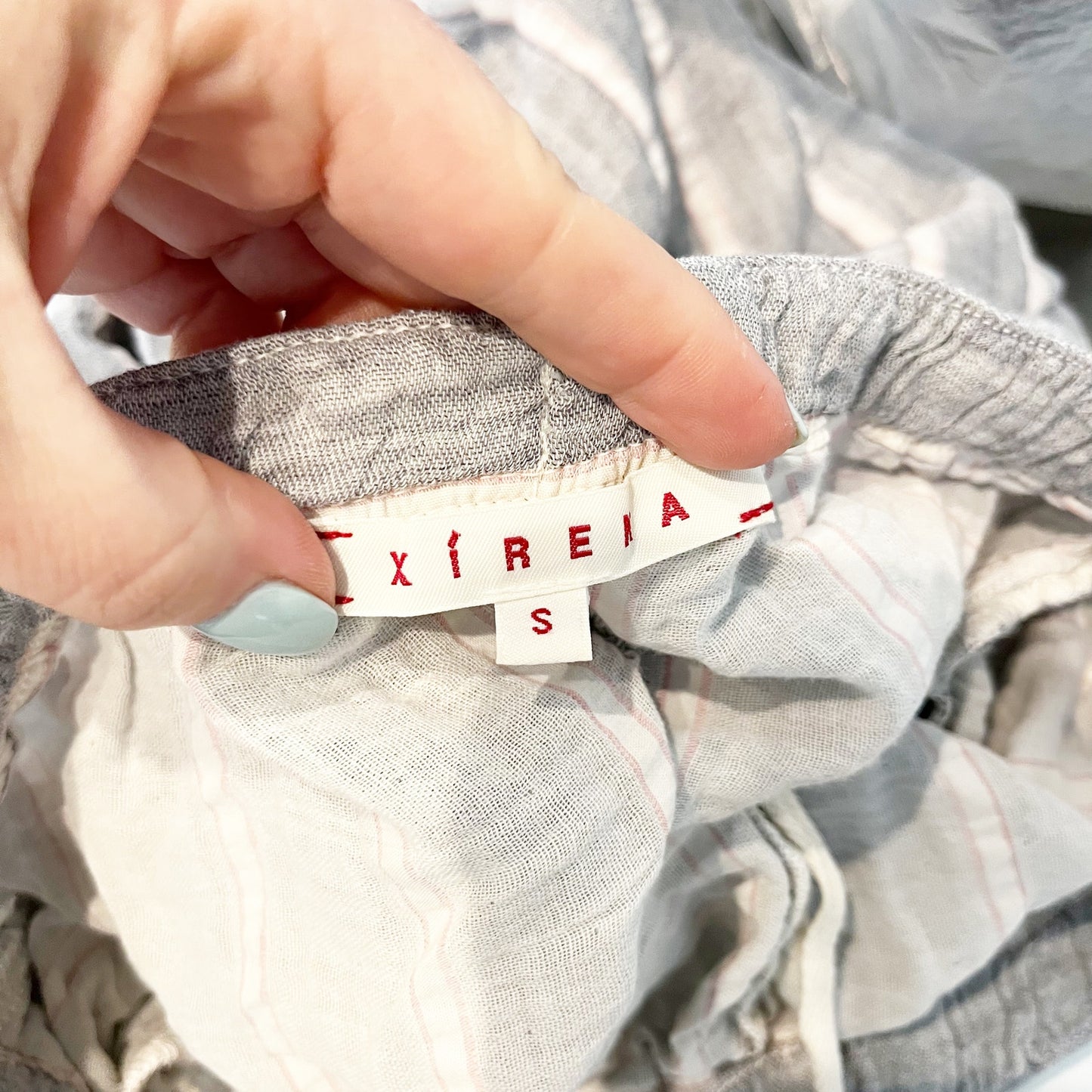 Xirena 100% Cotton Striped Drawstring Straight Leg Lounge Pants Gray Small