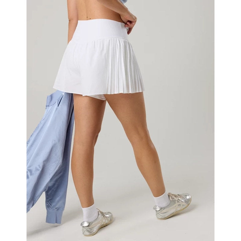 OFFLINE By Aerie Real Me High Waisted Pleated Lined Flowy Shorts White Medium