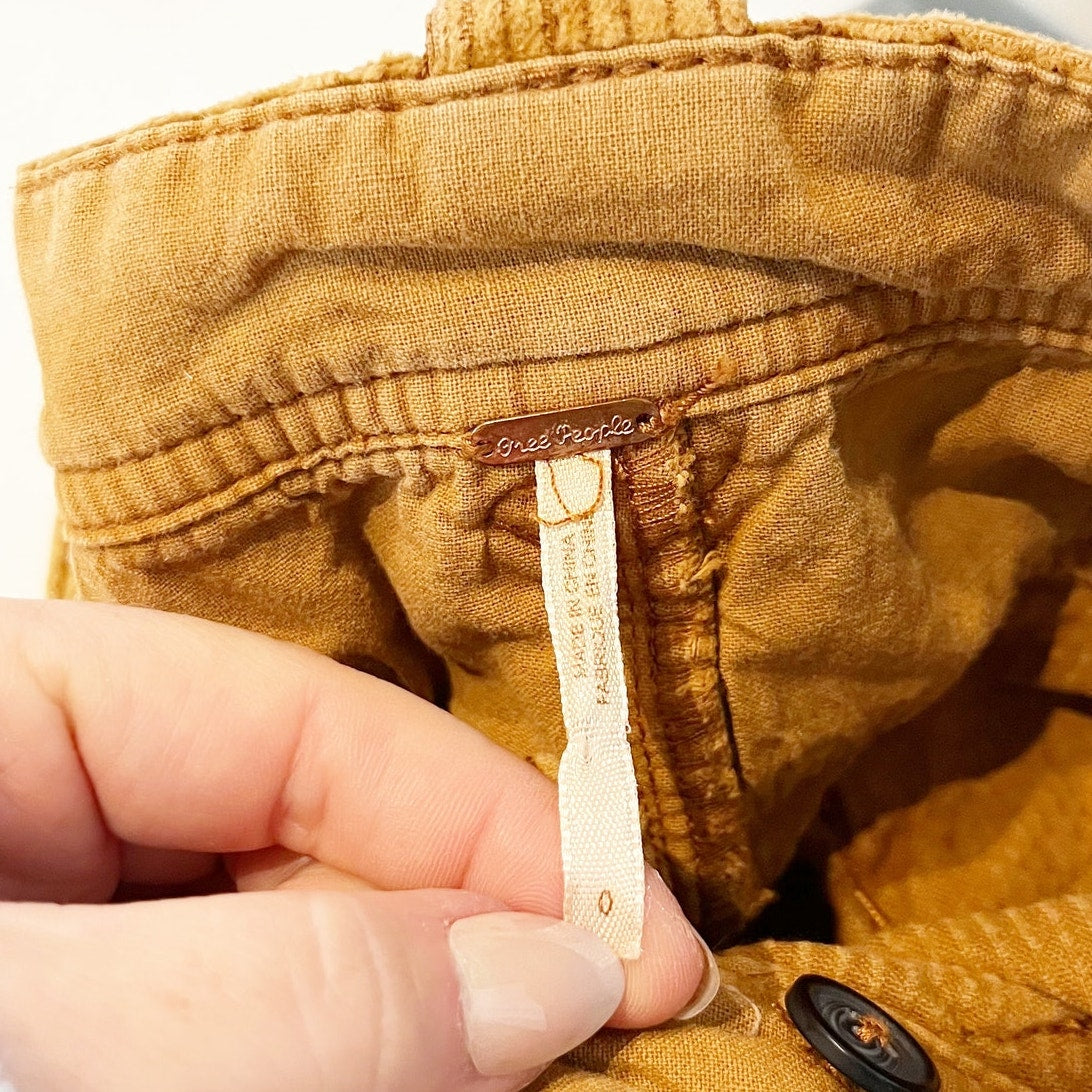 Free People High Rise Corduroy Flare Patch Pocket Pants Brown 0