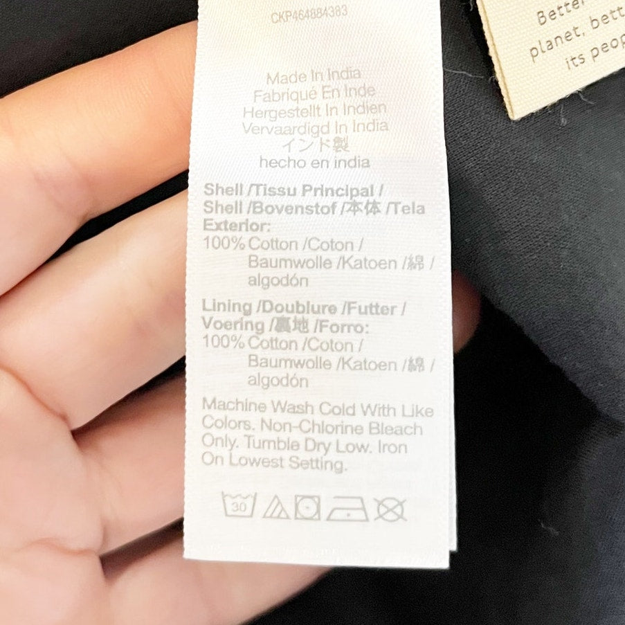 Madewell Allie Square Neck Short Sleeve Cotton Eyelet Mini Dress Black Medium