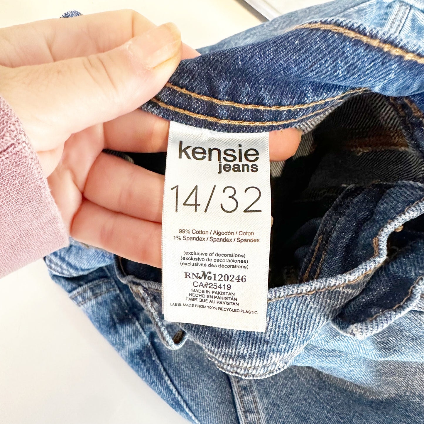 Kensie The Astrid Ultra High Rise Cargo Straight Leg Jeans Blue 14 / 32