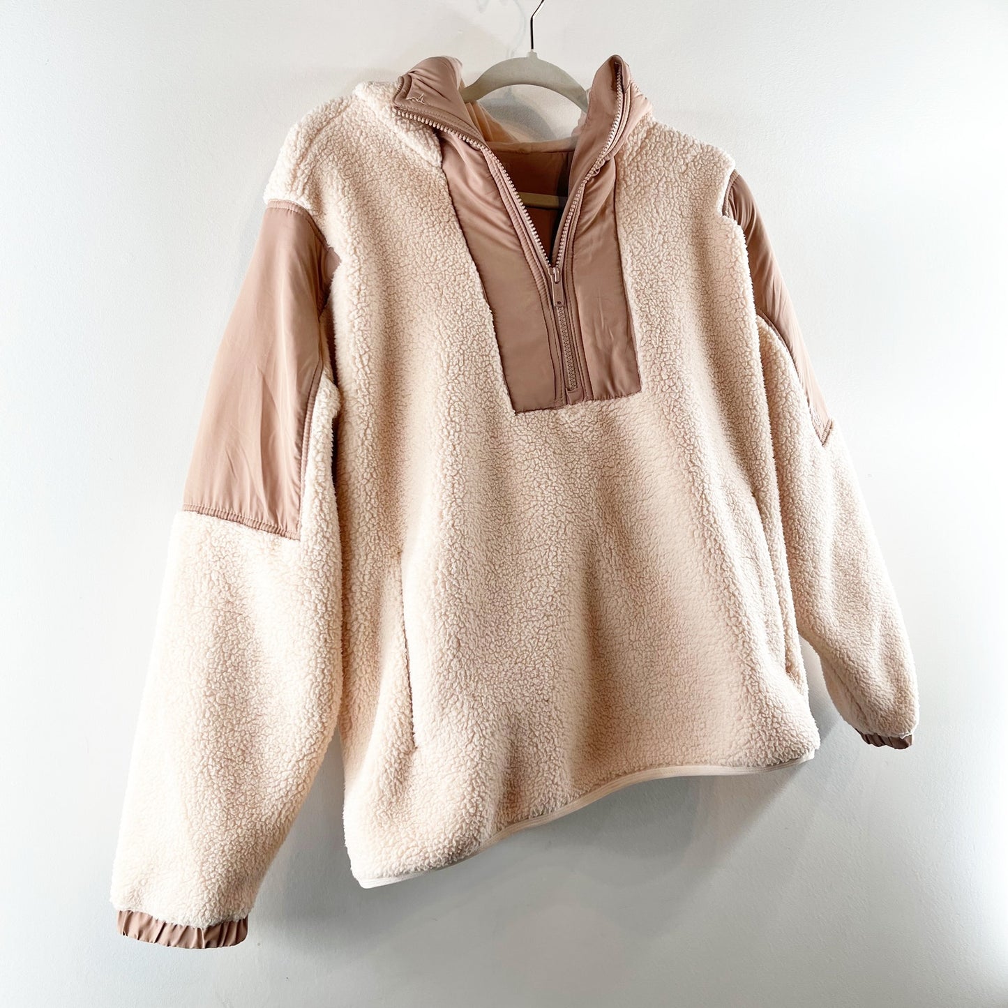 Free People Movement Lead The Pack Hooded Fleece Jacket Vanilla Chai Medium